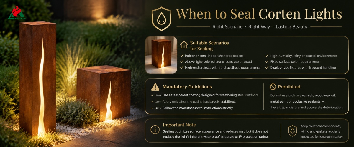 When Should Corten Lights Be Sealed with a Transparent Protective Coating